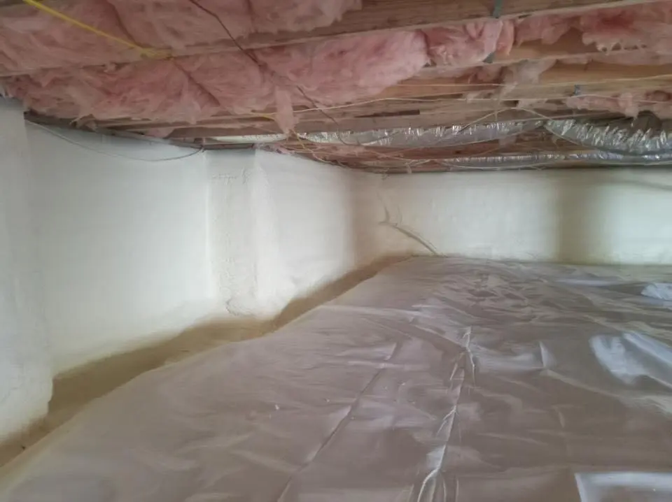 Crawl space encapsulation with closed-cell spray foam for Commercial Roof Restoration in Elk Grove Village